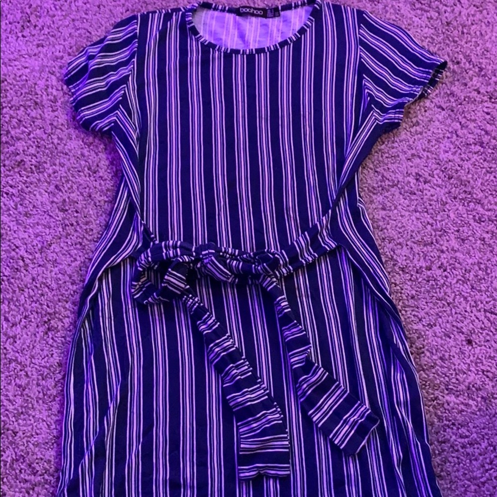 kids blue and white stripped dress